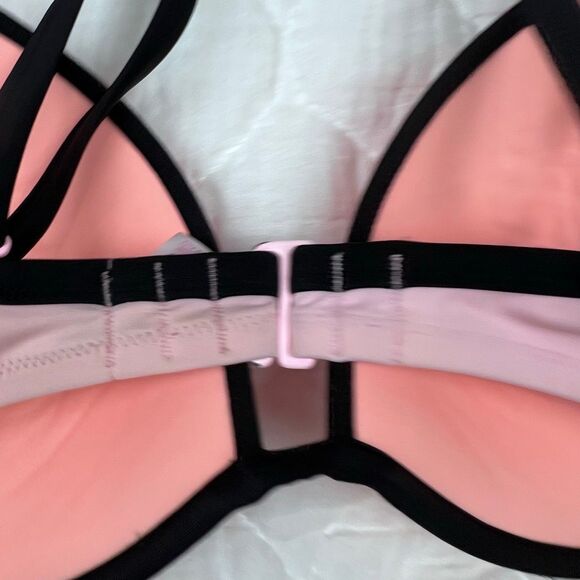 Victoria’s Secret Pink & Black Push-Up Bikini Top – Size 34DD - Picture 4 of 7
